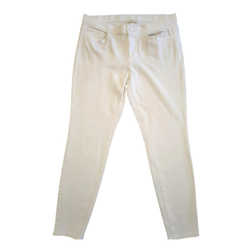 J. Jill Womens Slim‎ Skinny Denim Leggings Off White Stretch Pockets 10 Fitted